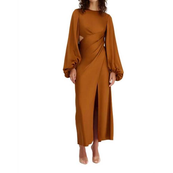 NEW SIGNIFICANT OTHER lara long sleeve dress in caramel - Picture 1 of 4